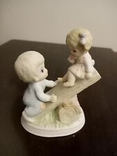 Vintage HOMCO 1980s Porcelain Figurine #1406: Brother & Sister On Teeter Totter picture