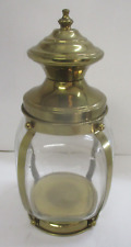 Vintage HAZEL ATLAS Glass & Brass Canister Cigar Humidor or Cookie Jar  picture