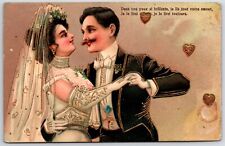 postcard french romance wedding dance bride groom in love picture