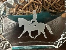 EQUESTRIAN HORSE Vintage GLASS SCULPTURE HORSEBACK RIDER Etch ART Statue FIGURE picture