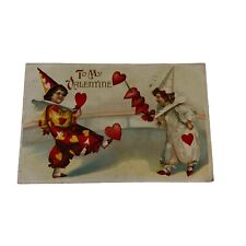 c1910's Valentine Greetings Clown Girls Juggling Hearts Germany Postcard picture