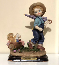 Decorative Porcelain Italian Figurine Litte Boy, Teddy Bear & Unicorn picture