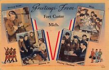 1942 Fort Custer Michigan MI Greetings From Larger Not Large Letter 70479 PC picture