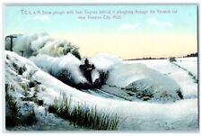 c1960s T.C.L. & M. Snow Plough With Four Engines Traverse City MI Train Postcard picture