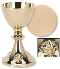 Stratford Chapel Gold Tone Grape Cluster Chalice and Paten Set , 8 Inch picture