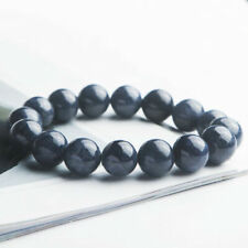 Genuine Natural Blue Sapphire Gemstone Round Beads Stretch Bracelet 13mm AAAA picture