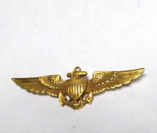 Vintage H&H WWII US Navy  Naval Aviator Pilot Wings Pin 1/20 10K Gold Filled picture