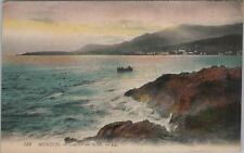 Early 20th Century Tinted Antique Postcard Menton France, Sunset picture