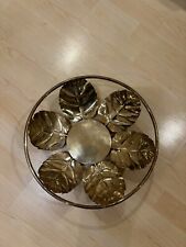 Vintage Brass Leaf Designed Fruit bowl + Tea Light Holder=1 Price picture