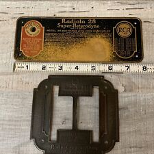 1920's RCA Radiola 28 Super-Heterodyne DIAL COVER Plates Brass Antique Tube Part picture