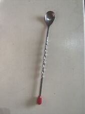 Vintage Stainless Steel Cocktail Stirrer Bar Spoon Swizzle Stick Red end picture