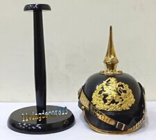 German Pickelhaube Helmet | Leather Pickelhaube Imperial Prussian Helmet | Brass picture