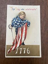 1912 Postcard July Fourth Child Sword American Flag 1776 Ellen H Clapsaddle picture