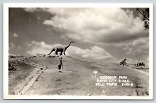 Rapid City South Dakota~Dinosaur Park~Brontosaurus~Roadside~1948 RPPC picture