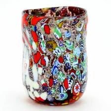 GlassOfVenice Murano Drinking Glass - Silver Foil Millefiori picture