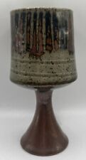 Antique Vintage Stoneware Chalice Glazed Signed Wine Goblet picture