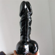 2.54LB Natural Obsidian quartz Penis crystal hand carved realistic Massage picture