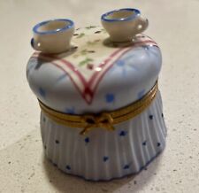 Tea Time Shabby Chic Limoge France Trinket Box, Number & Sign, Croissant Inside picture