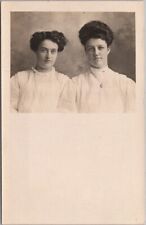 1910s RPPC Photo Postcard Two Young Women / Sisters? In White / Studio Portrait picture