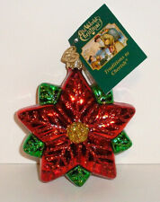 2011 - POINSETTIA STAR - OLD WORLD CHRISTMAS BLOWN GLASS ORNAMENT - NEW W/TAG picture