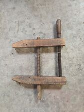 Antique Large Primitive Wooden Vise Clamp Wood threads CEO NUNHOLD picture