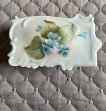 Antique Ceramic Postage Stamp Box Stamp Holder Hand Painted Flowers picture
