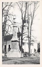 Wenham MA Massachusetts Civil War memorial Downtown Main Street Vtg Postcard B52 picture