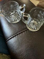 VINTAGE Heavy Etched And Cut Glass Sugar Bowl And Creamer picture