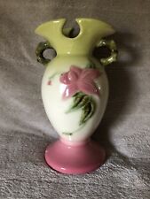 Vintage Hull Pottery Woodland Dawn 7” Vase Charteuse/pink picture