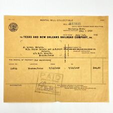 1936 New Orleans & Texas Pacific Railroad Storage Rental Bill Onion Skin Vintage picture