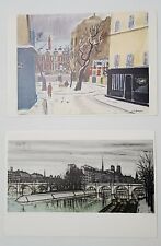 2 VINTAGE POST CARDS OF PARIS, FRANCE BY FERNAND HAZAN picture