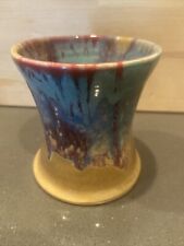 Vintage Handmade Drip Pottery  Japanese Ikebana Vase. picture