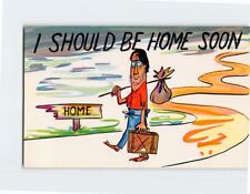 Postcard I Should Be Home with Hobo Comic Art Print picture