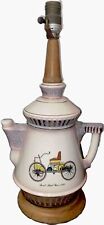 Fords Finest Car 1896 Teapot Early Plug In Pottery Lamp. Tested. Works. picture