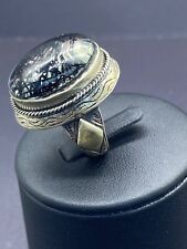 Ethnic Vintage Faux Black rutile Vintage Art Glass Long Knuckle Ring picture
