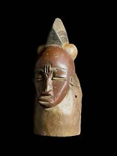 African Mask Antiques Tribal Art Face Vintage Wood Carved Vintage Baoule-7084 picture