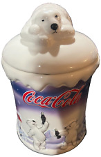 Coca-Cola Polar Bear Cookie Jar Canister 2002 Houston Harvest Gift picture