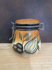 Ceramic Jar Hand Painted W/ Wire Lock Lid picture