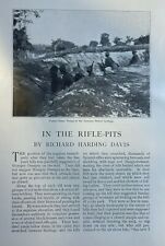 1898 Spanish American War In the Rifle Pits Before Santiago illustrated picture