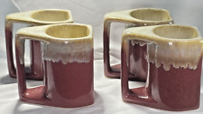Padilla Beautiful Stoneware Drip Glaze Maroon in Color Set of 4 Coffee/Tea Mugs picture