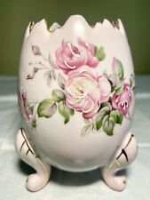 Vintage Hand Painted Fine Quality Pink Cracked Egg Planter Vase 4” picture