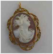 Antique 14K Gold Shell Cameo Brooch - 6.2 grams - Cannetille Gold Frame picture
