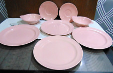 8 Pieces of Real Nice Vintage Pastel Pink Lu-Ray Dinner Serving Plates & Bowls picture