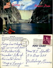 Greetings Hoover Dam near Boulder City Nevada flag chrome 1960s picture
