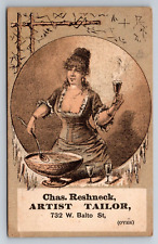 1880s Victorian Trade Card Chas Reshneck Tailor Artist Pretty Woman ~11732 picture