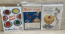 Mixed Lot of 3 Vintage 1948 Jell-O Dextrose Print Ads DOUBLE SIDED 14 x 10