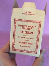UNUSED Vintage Hancock County Creamery Maine Ice Cream Cardboard Container picture