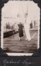 VINTAGE PHOTOGRAPH MEN'S/GIRLS BOAT FASHION SHIP SS CHAMPLAIN HAVRE FRANCE PHOTO picture