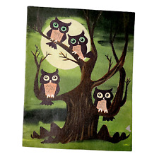 Vintage 1940s Halloween Card Owl Moon Antique Norcross 1950s picture