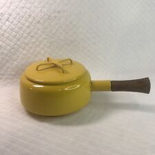 YELLOW ENAMEL DANSK DESIGNS FRANCE LHQ SAUCE PAN WITH LID AND WOOD HANDLE  picture
